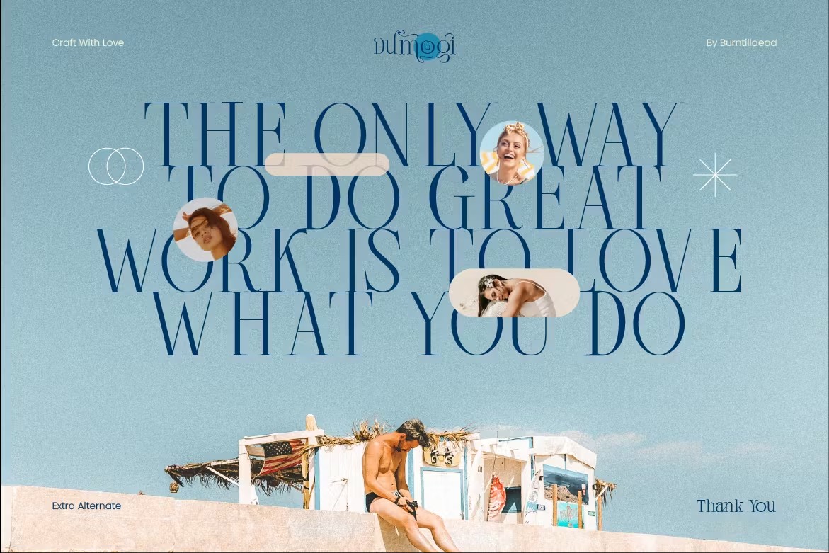 复古波西米亚风杂志海报徽标设计衬线英文字体安装包 Dumogi Font 设计素材 sucaiwan.com