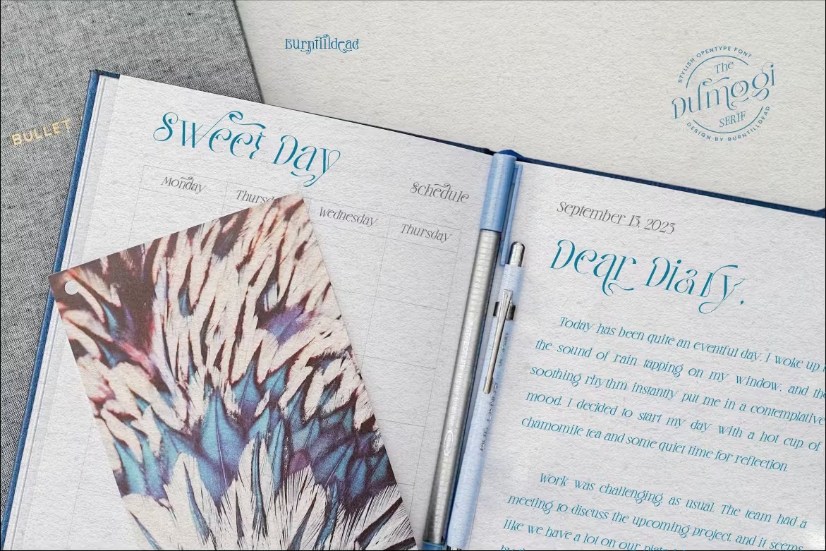 复古波西米亚风杂志海报徽标设计衬线英文字体安装包 Dumogi Font 设计素材 sucaiwan.com