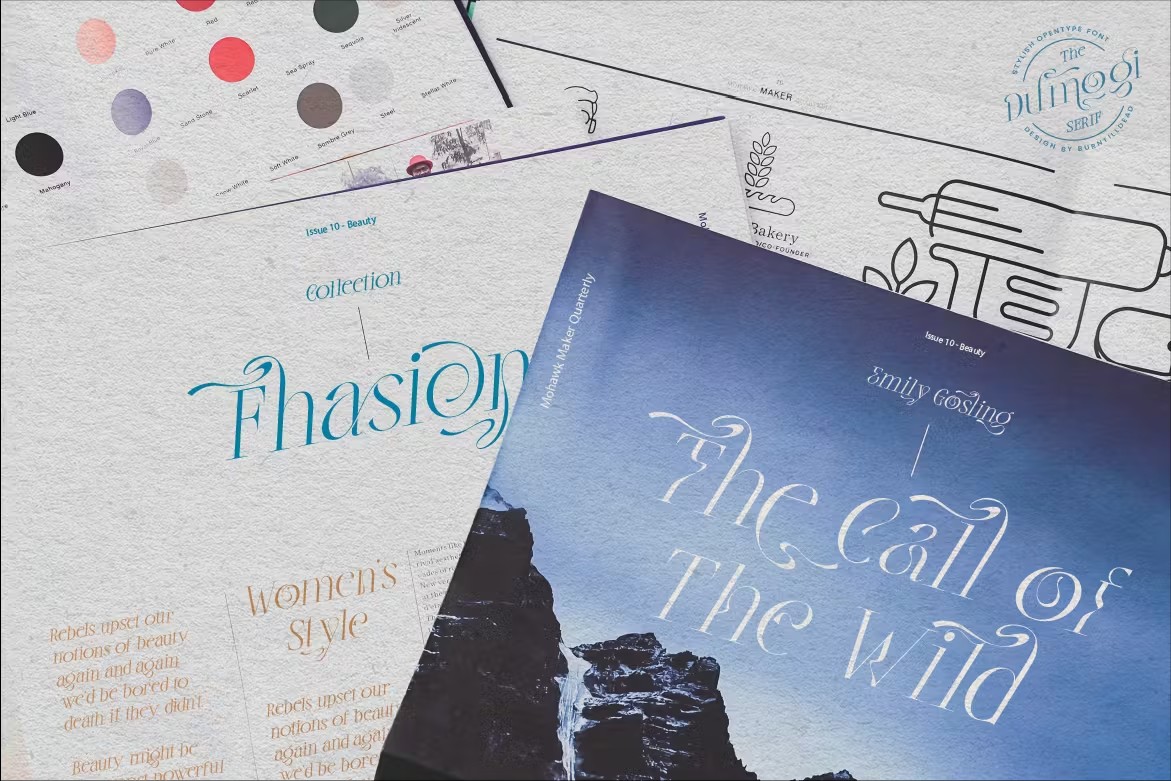 复古波西米亚风杂志海报徽标设计衬线英文字体安装包 Dumogi Font 设计素材 sucaiwan.com