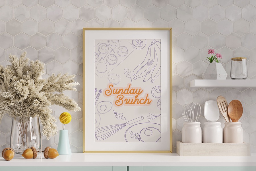 Sunday Brunch posters 餐厅厨房咖啡馆咖啡店装饰装裱印刷品社交网络剪贴画即用型艺术海报AI矢量、PNG设计图形合集 图片素材 sucaiwan.com