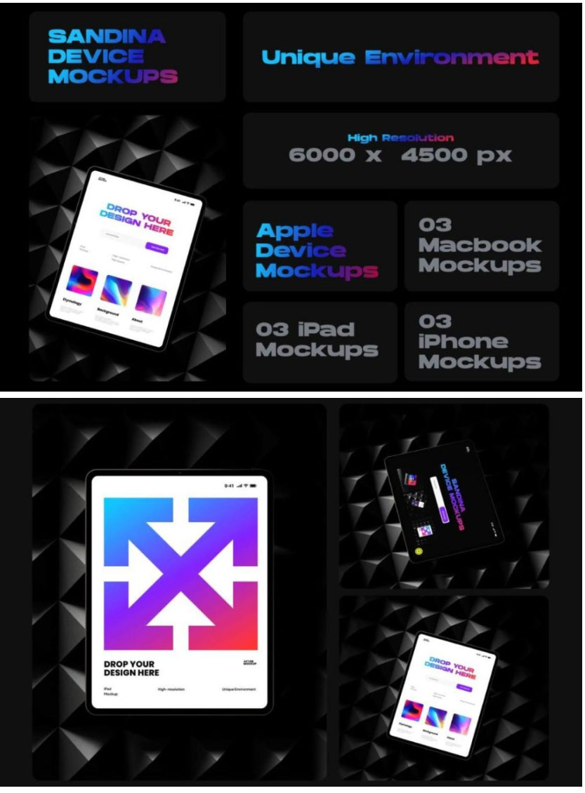 9款暗黑工业风IPhone手机MacBook笔记本电脑IPad平板UI屏幕APP界面设计展示PSD样机Sandina Bundle Device Mockups 样机素材 第2张-素材湾丨精选海外优质设计素材资源 9款暗黑工业风IPhone手机MacBook笔记本电脑IPad平板UI屏幕APP界面设计展示PSD样机Sandina Bundle Device Mockups 样机素材 sucaiwan.com