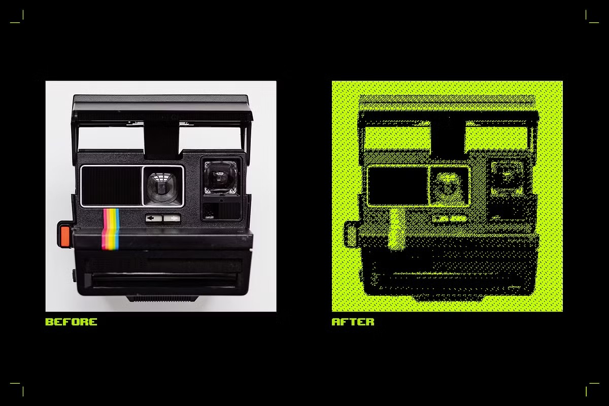 复古半色调像素8位图抖动信号失真PSD特效样机Pxl Bitmap 2 – Photoshop Effect 样机素材 sucaiwan.com