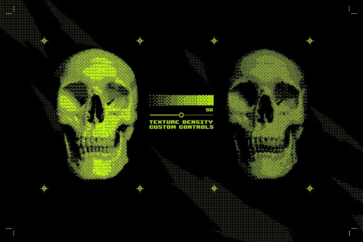 复古半色调像素8位图抖动信号失真PSD特效样机Pxl Bitmap 2 – Photoshop Effect 样机素材 sucaiwan.com