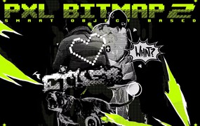 复古半色调像素8位图抖动信号失真PSD特效样机Pxl Bitmap 2 – Photoshop Effect