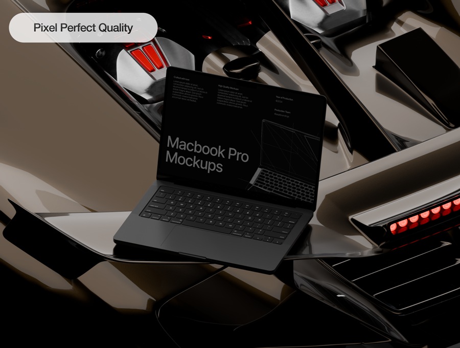 20款高级MacBook笔记本电脑创意艺术跑车场景UI设计效果图PSD样机套装Macbook Pro Mockups Automotive Edition 样机素材 sucaiwan.com
