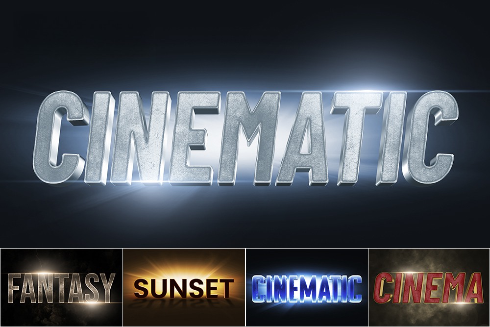 10款电影大片3D立体金属标题logo徽标设计展示PSD特效样机Text effect cinematic shadow 样机素材 sucaiwan.com