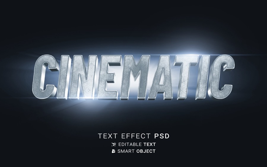 10款电影大片3D立体金属标题logo徽标设计展示PSD特效样机Text effect cinematic shadow 样机素材 sucaiwan.com