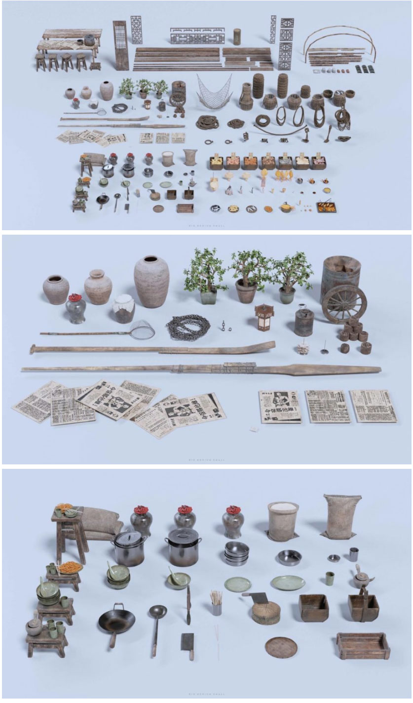 300+3D传统东方亚洲江南水乡渔村农村木屋建筑木筏木船食品包装市场人物Blender/FBX/OBJ模型组件设计套装BigMediumSmall – Water Village , 第5张-素材湾丨精选海外优质设计素材资源 300+3D传统东方亚洲江南水乡渔村农村木屋建筑木筏木船食品包装市场人物Blender/FBX/OBJ模型组件设计套装BigMediumSmall – Water Village , sucaiwan.com