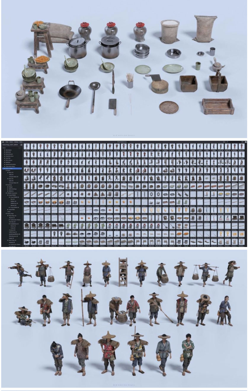 300+3D传统东方亚洲江南水乡渔村农村木屋建筑木筏木船食品包装市场人物Blender/FBX/OBJ模型组件设计套装BigMediumSmall – Water Village , 第7张-素材湾丨精选海外优质设计素材资源 300+3D传统东方亚洲江南水乡渔村农村木屋建筑木筏木船食品包装市场人物Blender/FBX/OBJ模型组件设计套装BigMediumSmall – Water Village , sucaiwan.com