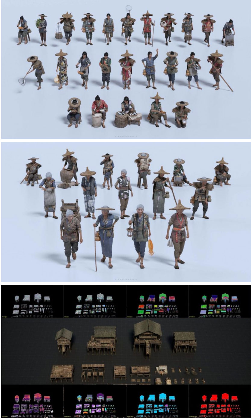 300+3D传统东方亚洲江南水乡渔村农村木屋建筑木筏木船食品包装市场人物Blender/FBX/OBJ模型组件设计套装BigMediumSmall – Water Village , 第8张-素材湾丨精选海外优质设计素材资源 300+3D传统东方亚洲江南水乡渔村农村木屋建筑木筏木船食品包装市场人物Blender/FBX/OBJ模型组件设计套装BigMediumSmall – Water Village , sucaiwan.com