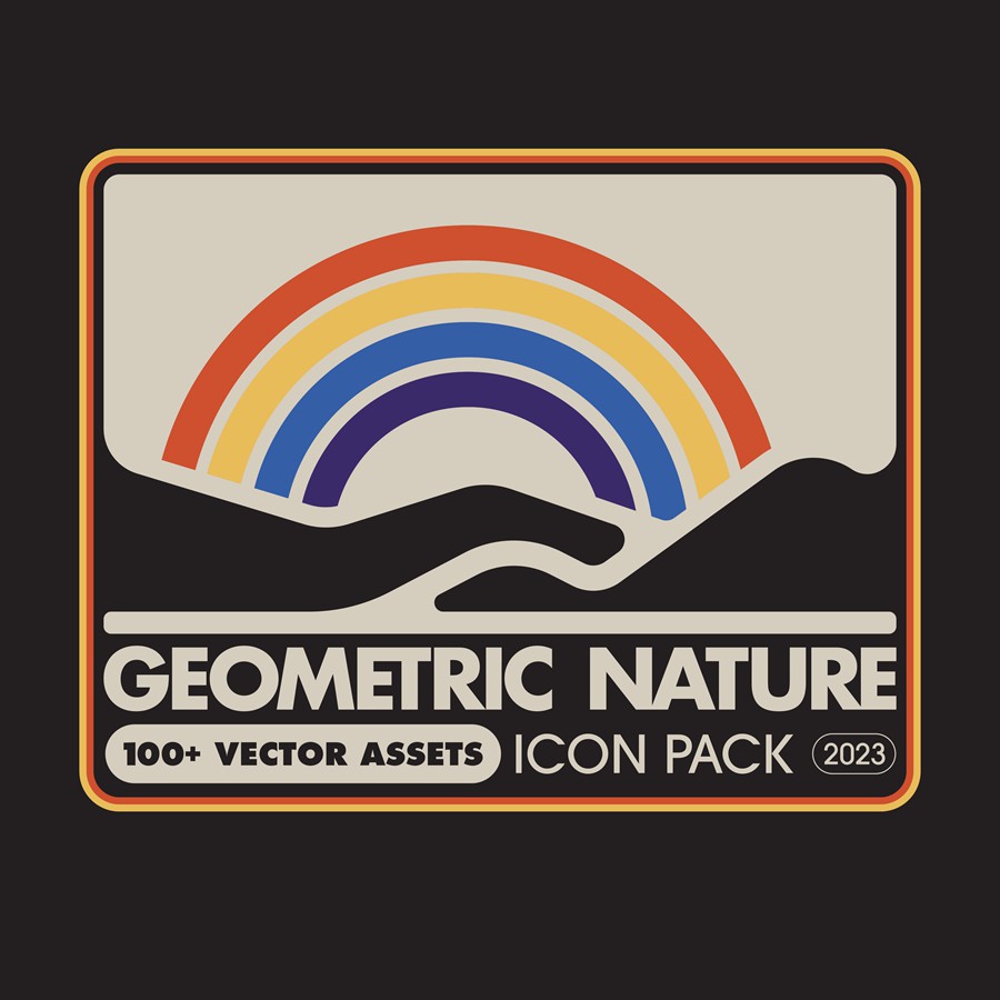 102款复古Y2K几何风格LOGO标志徽标图标贴纸设计PNG免抠图素材 Geometric Nature Asset Pack 图片素材 sucaiwan.com