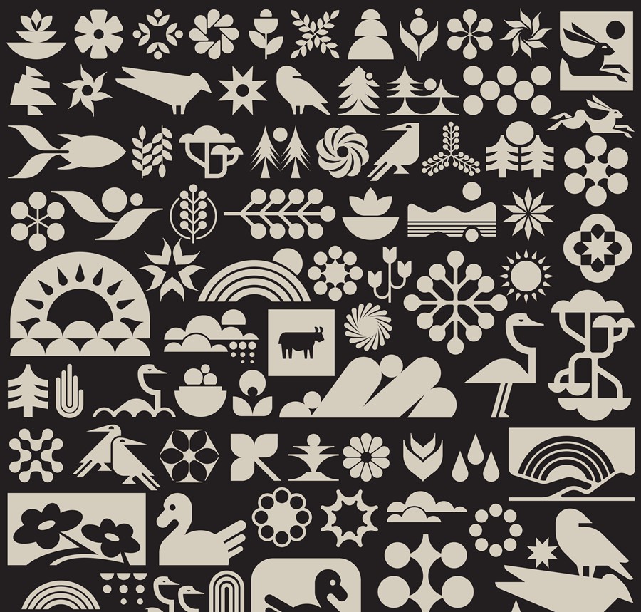 102款复古Y2K几何风格LOGO标志徽标图标贴纸设计PNG免抠图素材 Geometric Nature Asset Pack 图片素材 sucaiwan.com