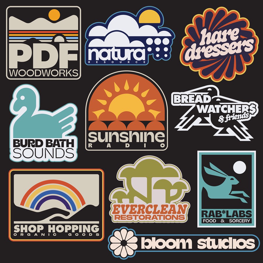 102款复古Y2K几何风格LOGO标志徽标图标贴纸设计PNG免抠图素材 Geometric Nature Asset Pack 图片素材 sucaiwan.com