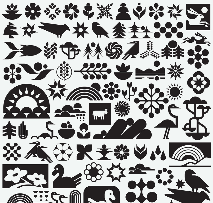 102款复古Y2K几何风格LOGO标志徽标图标贴纸设计PNG免抠图素材 Geometric Nature Asset Pack 图片素材 sucaiwan.com