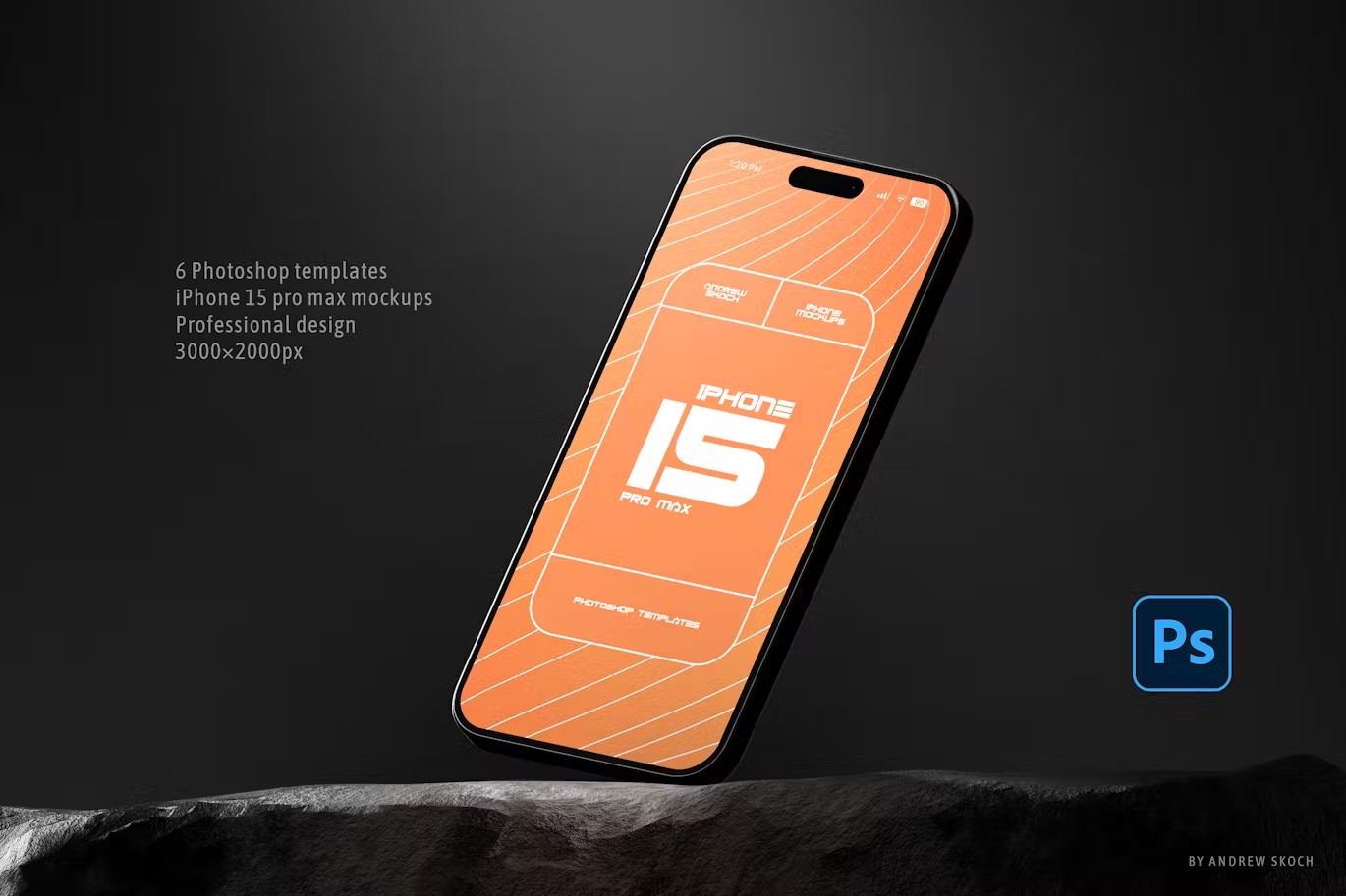 6款工业风黑色苹果iPhone 15 Pro屏幕演示效果图PS展示样机模板 6 iPhone 15 Pro Max Mockups , 第7张-素材湾丨精选海外优质设计素材资源 6款工业风黑色苹果iPhone 15 Pro屏幕演示效果图PS展示样机模板 6 iPhone 15 Pro Max Mockups , sucaiwan.com