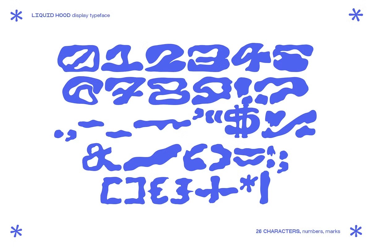 趣味Y2K流体抽象手绘涂鸦手写海报标题排版logo艺术装饰西文字体LIQUID HOOD Display Typeface 设计素材 sucaiwan.com