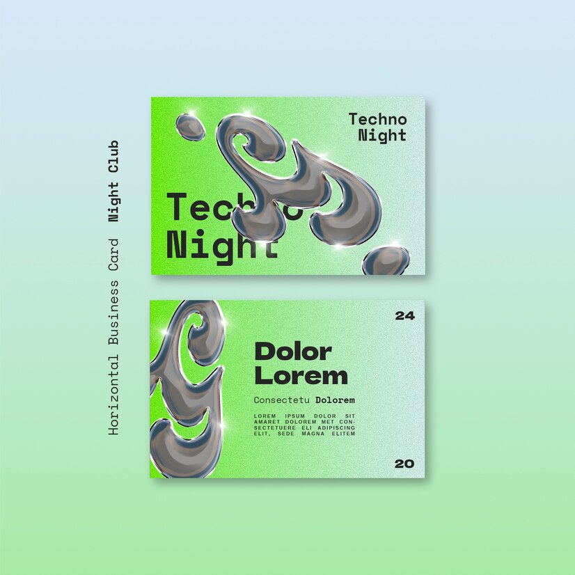 18款夜店酒吧3D金属镀铬标题社交媒体小红书banner名片海报排版PSD设计源文件Night Club template collection 设计素材 sucaiwan.com