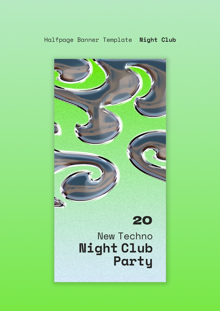 18款夜店酒吧3D金属镀铬标题社交媒体小红书banner名片海报排版PSD设计源文件Night Club template collection 设计素材 sucaiwan.com