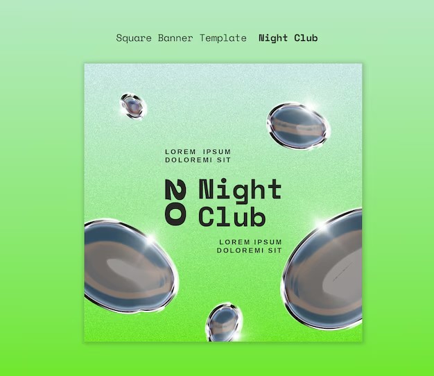 18款夜店酒吧3D金属镀铬标题社交媒体小红书banner名片海报排版PSD设计源文件Night Club template collection 设计素材 sucaiwan.com