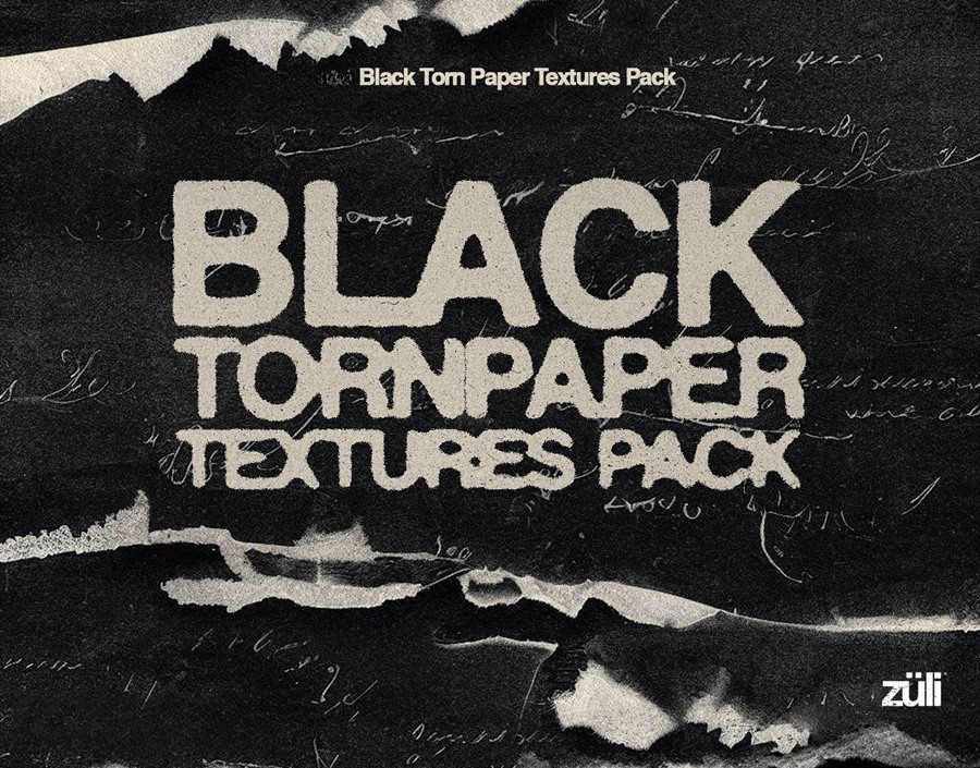 37款复古街头涂鸦艺术黑色撕纸破损毛边折痕纸张肌理纹理JPG背景图片设计套装 Black Torn Paper Textures Pack 图片素材 sucaiwan.com