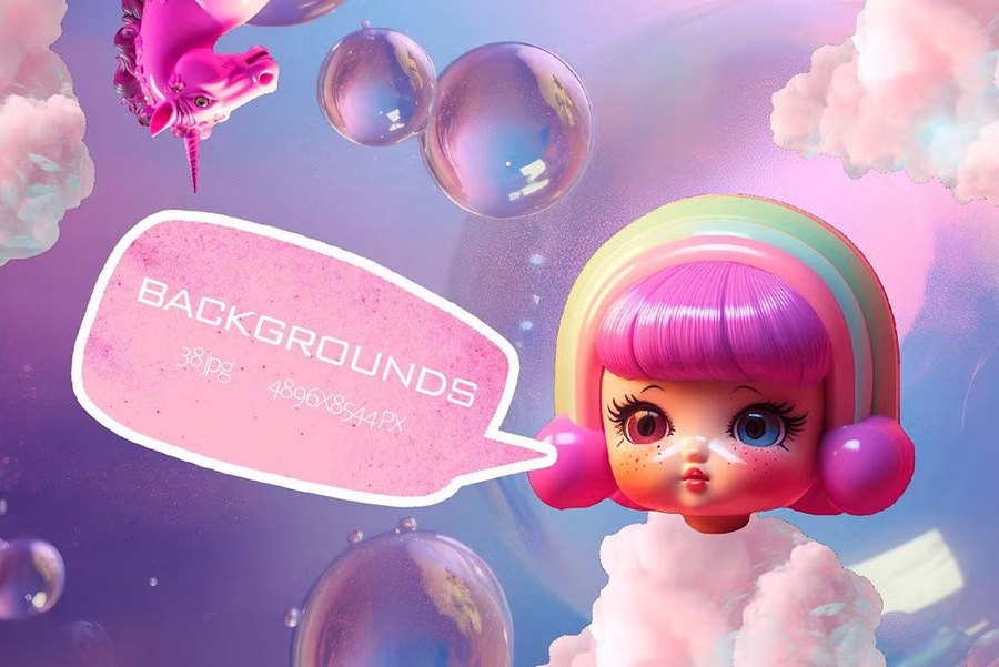 164款高质量潮流时尚玩乐活力俏皮Y2K芭比粉美学拼贴艺术怀旧动漫海报设计图形和梦幻背景 TWEENCORE 2000s AESTHETIC 图片素材 sucaiwan.com