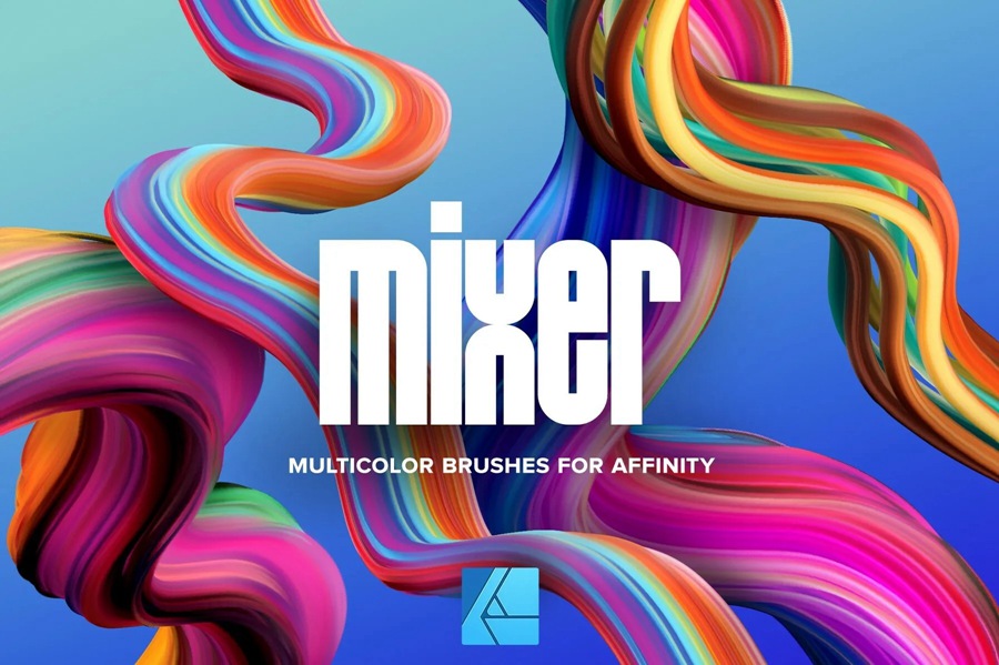 36款Affinity立体3D丙烯颜料多色混合艺术笔刷设计套装Mixer Multicolor Affinity Brushes , sucaiwan.com