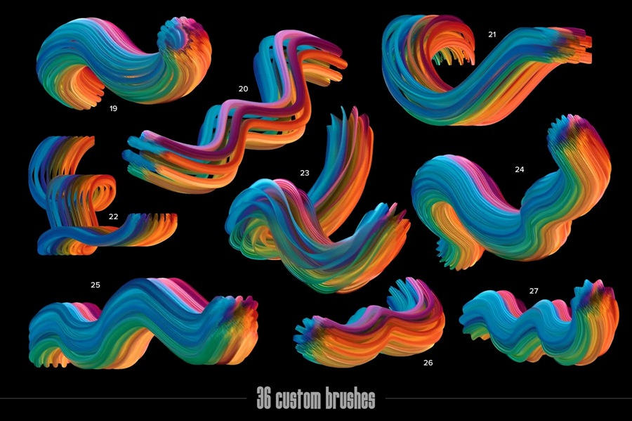 36款Affinity立体3D丙烯颜料多色混合艺术笔刷设计套装Mixer Multicolor Affinity Brushes , sucaiwan.com
