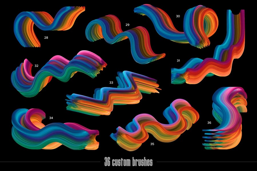 36款Affinity立体3D丙烯颜料多色混合艺术笔刷设计套装Mixer Multicolor Affinity Brushes , sucaiwan.com