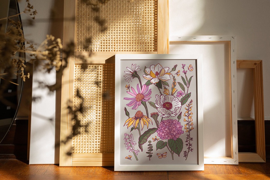 100款时尚自然女性剪影热带花卉植物海报设计AI矢量手绘插画素材 Flower Boom Prints Posters , sucaiwan.com