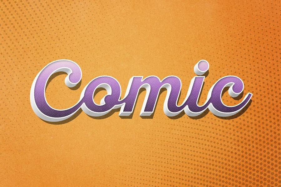 6款复古半调3D卡通漫画风海报电影标题LOGO设计PS特效样机模板 Vintage Comic Text Effect , sucaiwan.com