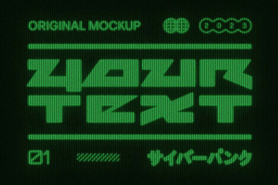 复古CRT特效游戏像素半调PSD后期特效样机CRT Screen Text Effect 样机素材 sucaiwan.com