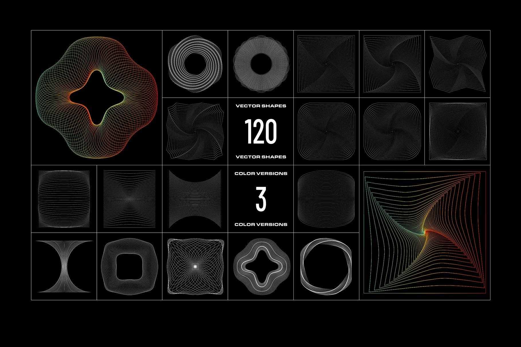 120款科技科幻未来抽象超现实主义三维螺旋旋涡网格几何图形AI矢量插画背景设计套装120 Geometric Vectors 图片素材 第6张-素材湾丨精选海外优质设计素材资源 120款科技科幻未来抽象超现实主义三维螺旋旋涡网格几何图形AI矢量插画背景设计套装120 Geometric Vectors 图片素材 sucaiwan.com