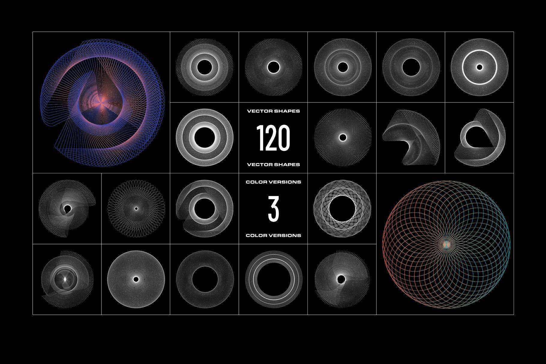 120款科技科幻未来抽象超现实主义三维螺旋旋涡网格几何图形AI矢量插画背景设计套装120 Geometric Vectors 图片素材 第8张-素材湾丨精选海外优质设计素材资源 120款科技科幻未来抽象超现实主义三维螺旋旋涡网格几何图形AI矢量插画背景设计套装120 Geometric Vectors 图片素材 sucaiwan.com