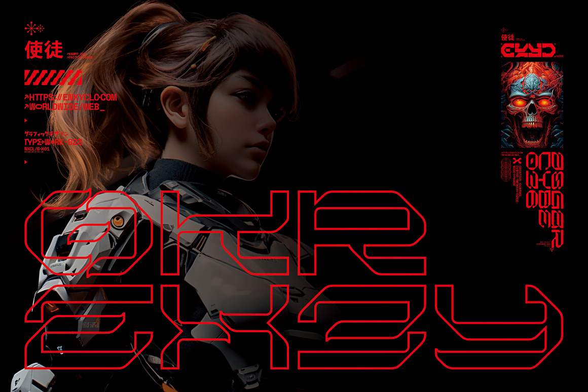 4款Y2K赛博未来科幻科技几何抽象logo标题排版无衬线装饰西文字体NCL KREGAS – Cyberpunk Futuristic 设计素材 sucaiwan.com