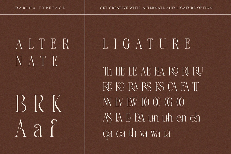 高质量现代优雅女性婚礼杂志海报排版设计英文字体素材 Darina Elegant Serif font 设计素材 sucaiwan.com