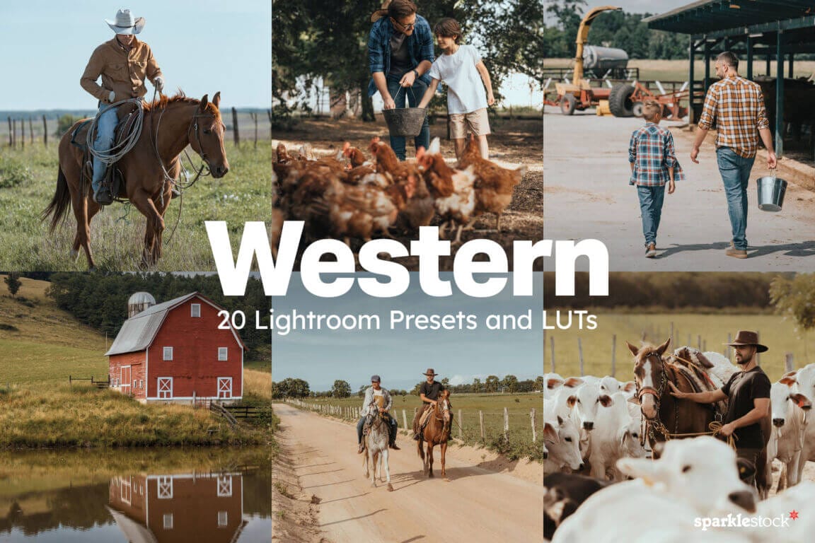 20组西方怀旧农场乡村景观电影摄影照片调色LR&LUTS预设包 20 Western Lightroom Presets and LUTs 插件预设 sucaiwan.com