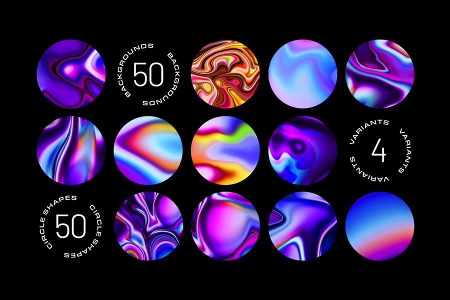 100款未来科幻赛博朋克3D金属镀铬波浪效果PNG格式背景图设计素材 Surreal Gradient Waves - Backgrounds Collection , sucaiwan.com