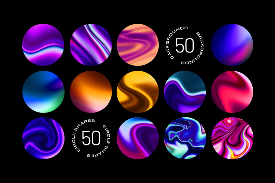 100款未来科幻赛博朋克3D金属镀铬波浪效果PNG格式背景图设计素材 Surreal Gradient Waves - Backgrounds Collection , sucaiwan.com