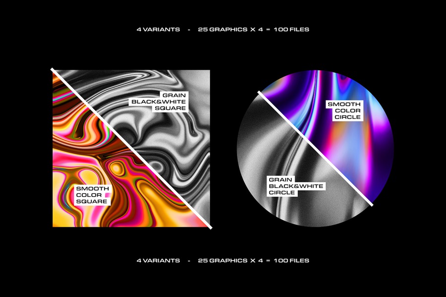 100款未来科幻赛博朋克3D金属镀铬波浪效果PNG格式背景图设计素材 Surreal Gradient Waves - Backgrounds Collection , sucaiwan.com