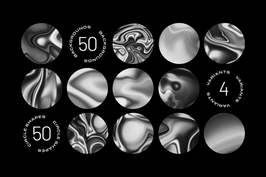 100款未来科幻赛博朋克3D金属镀铬波浪效果PNG格式背景图设计素材 Surreal Gradient Waves - Backgrounds Collection , sucaiwan.com