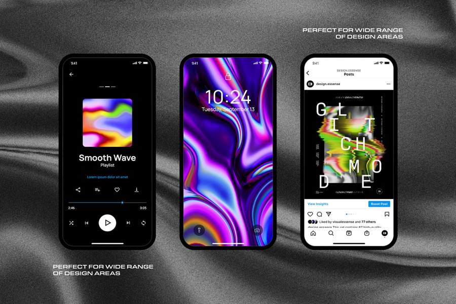 100款未来科幻赛博朋克3D金属镀铬波浪效果PNG格式背景图设计素材 Surreal Gradient Waves - Backgrounds Collection , sucaiwan.com
