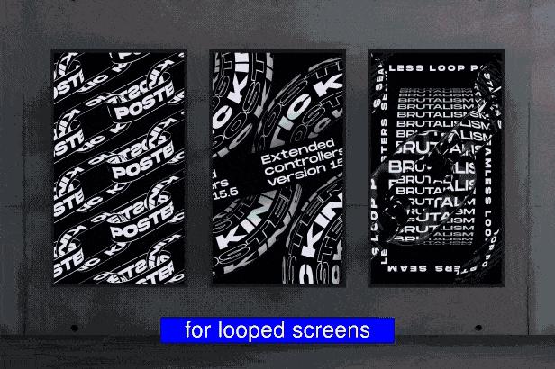 AE脚本-410种创意时尚海报封面抽象文字排版设计循环动画Seamless Loop Kinetic Posters v15.4（AtomX 3.0.8） , sucaiwan.com