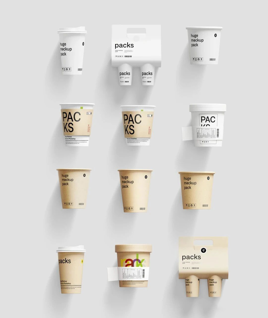 质感瓶子杯子罐头袋子飞机盒子包装盒纸盒礼盒效果展示PSD样机设计素材 , sucaiwan.com