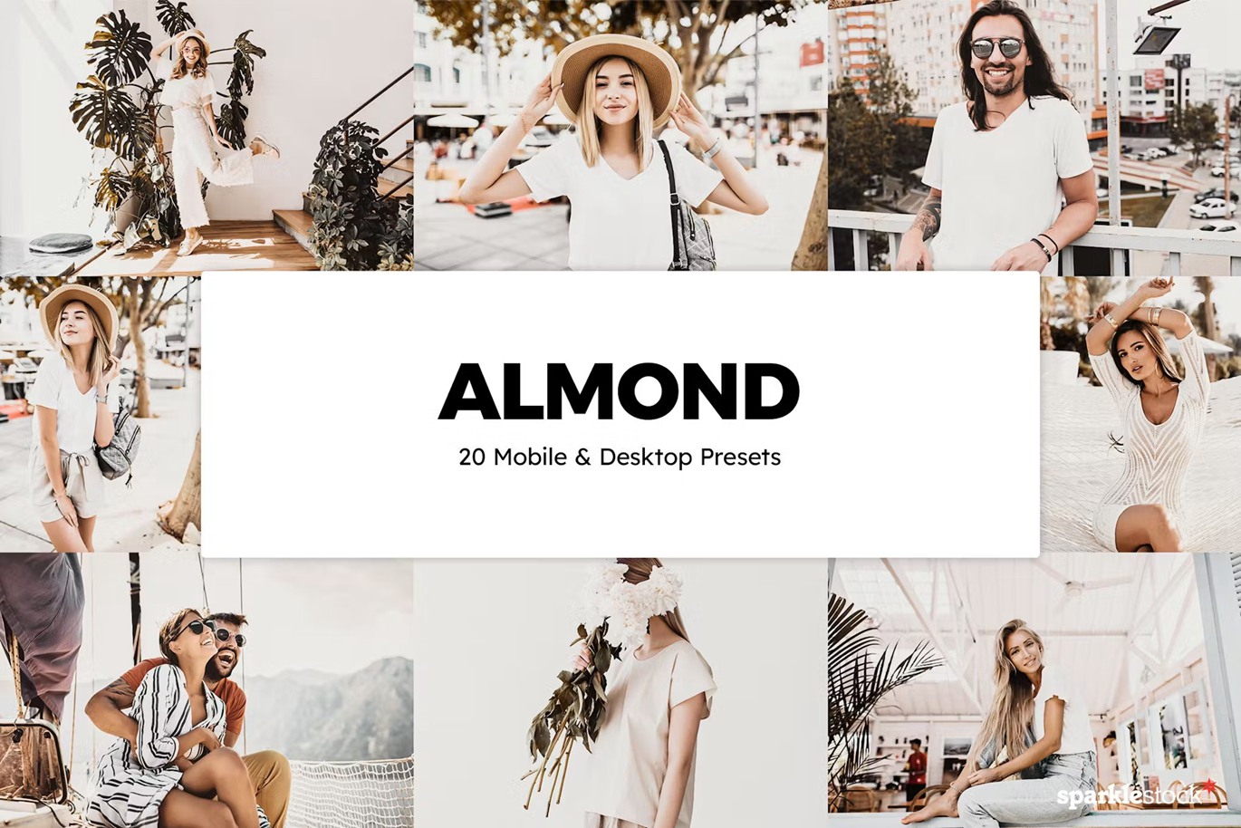 杏仁棕褐色调温暖旅拍摄影后期Lightroom预设及电影调色LUT预设 20 Almond Lightroom Presets & LUTs , sucaiwan.com