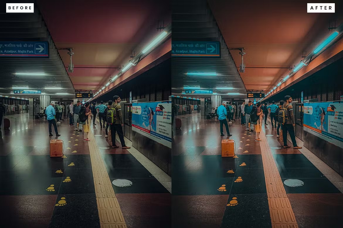 电影橙色青色赛博朋克摄影后期调色Lightroom预设 Lightroom Presets in Orange und Blaugrün in Kinoqualität , sucaiwan.com
