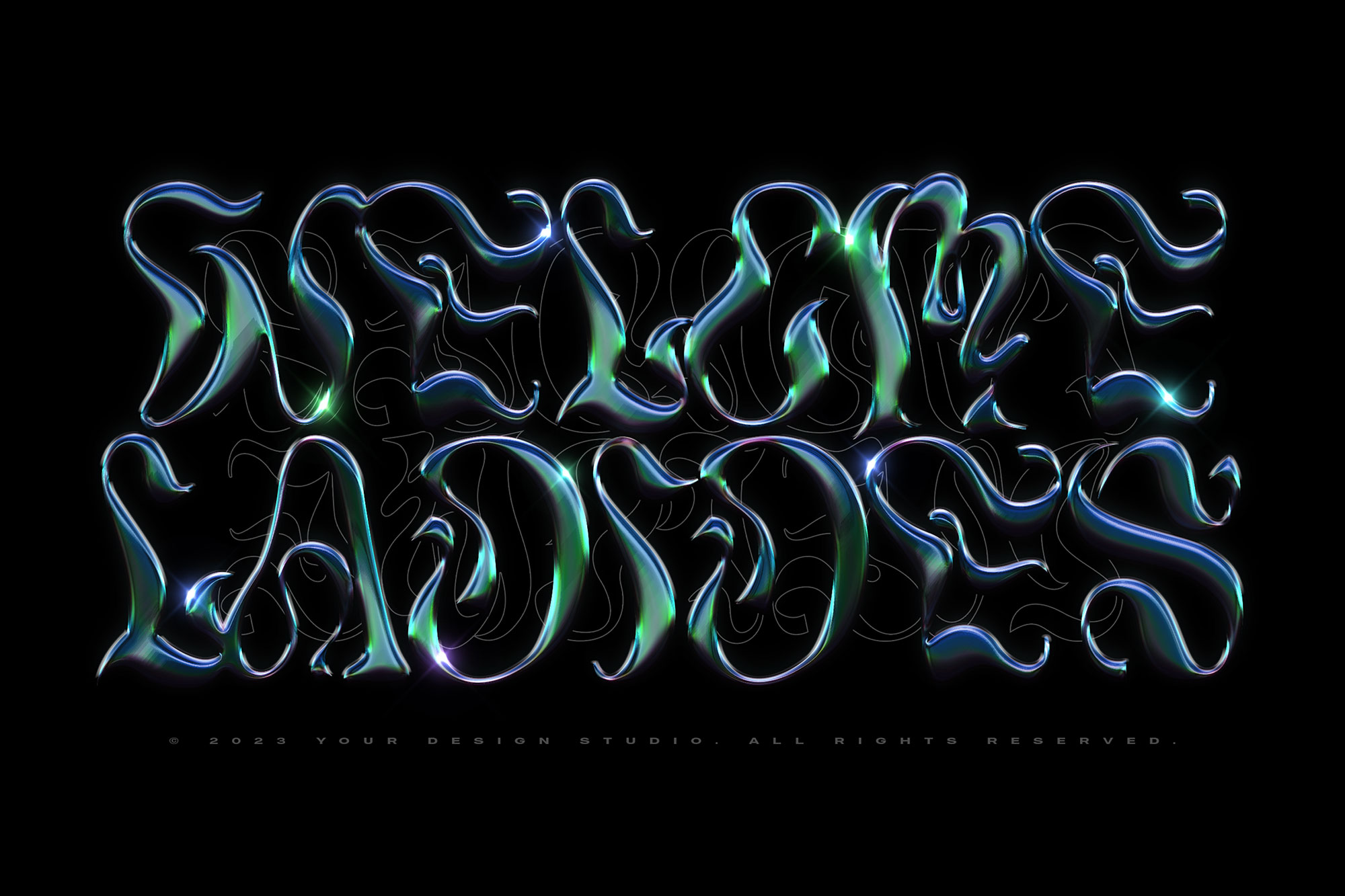 潮流酸性艺术精致镀铬金属字体特效PSD模板素材 Chrome Text Effect Vol.24 图片素材 sucaiwan.com