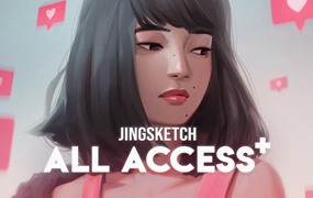 大师课程：Procreate/Photoshop复杂插图内部工作原理PDF视频教程+画笔Jingsketch All Access