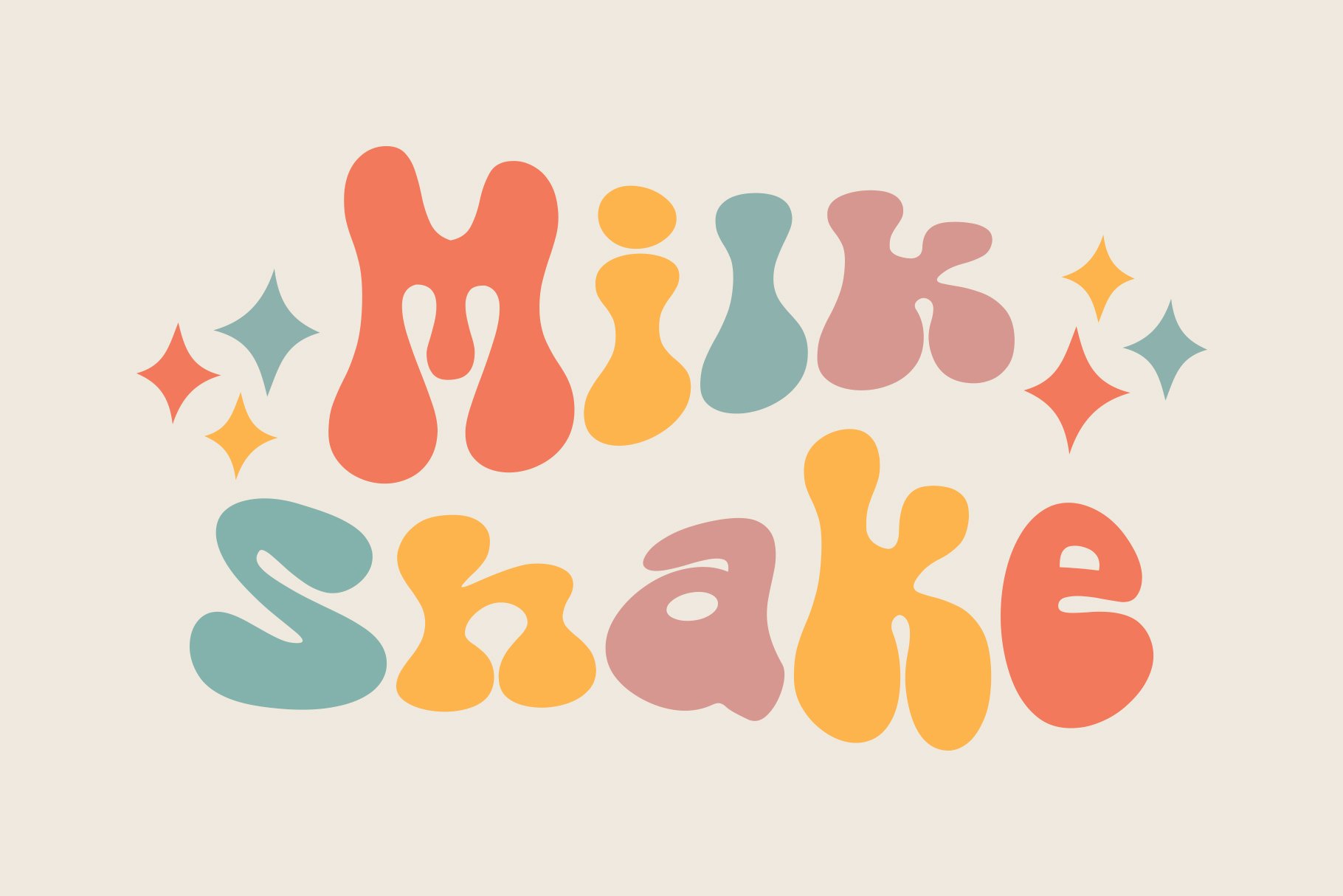 复古怪诞主义大胆童趣优雅女性海报杂志标题英文字体 The Duck - Groovy Retro Font 设计素材 sucaiwan.com