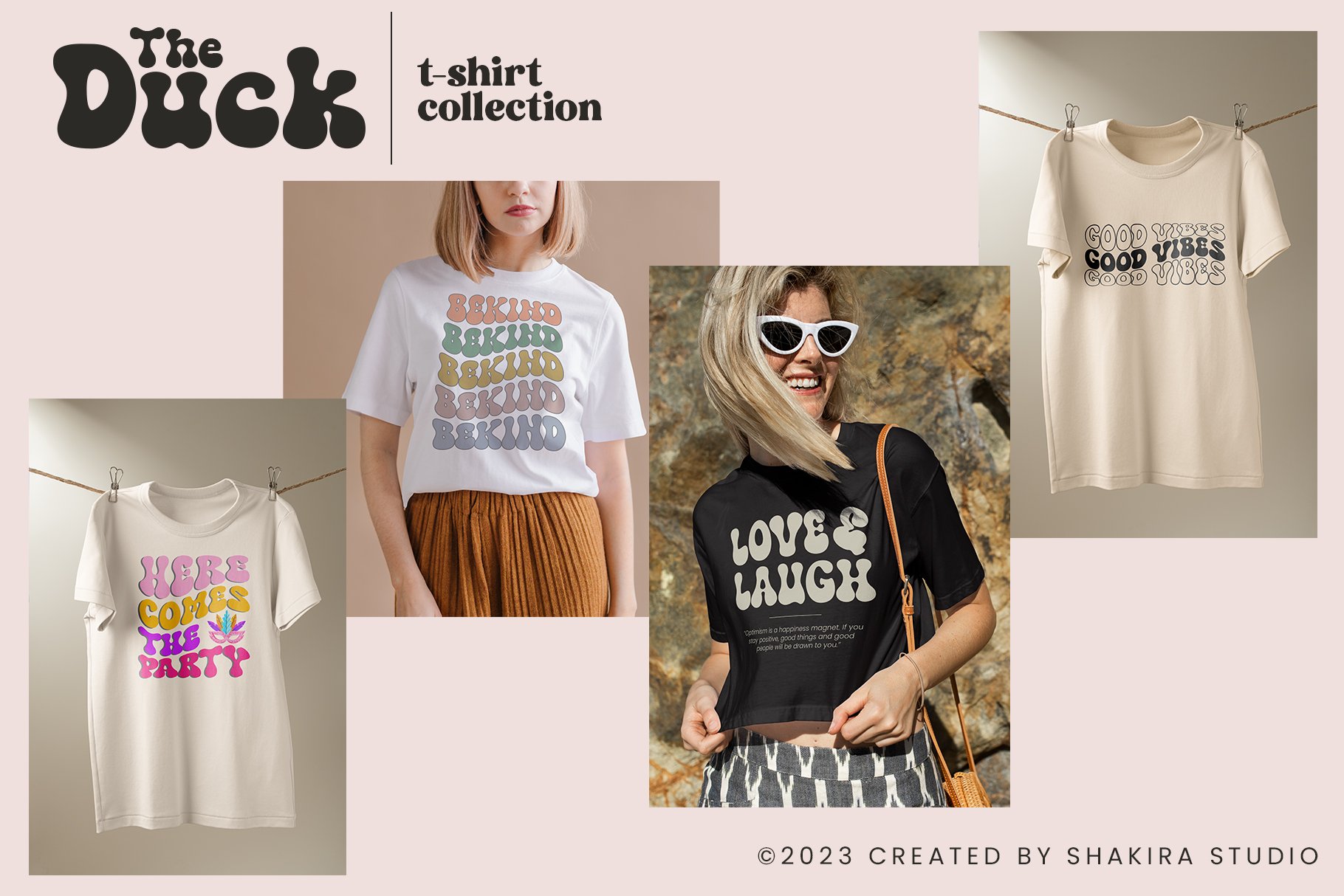 复古怪诞主义大胆童趣优雅女性海报杂志标题英文字体 The Duck - Groovy Retro Font 设计素材 sucaiwan.com