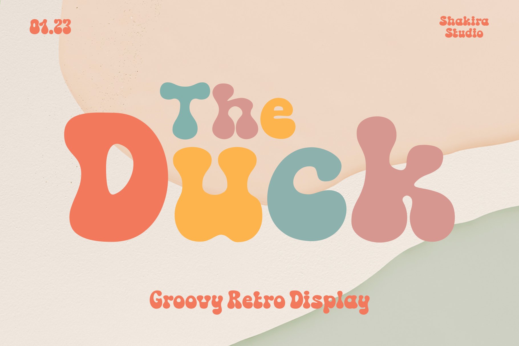 复古怪诞主义大胆童趣优雅女性海报杂志标题英文字体 The Duck - Groovy Retro Font 设计素材 sucaiwan.com